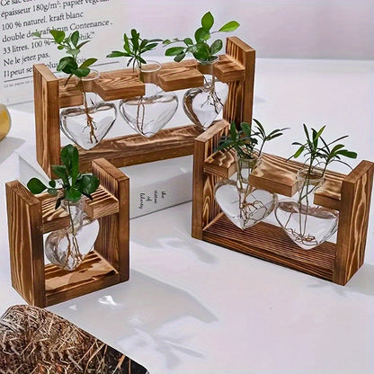 Wooden Frame Hydroponic Flower Vase - DECO