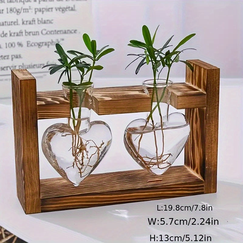 Wooden Frame Hydroponic Flower Vase - DECO