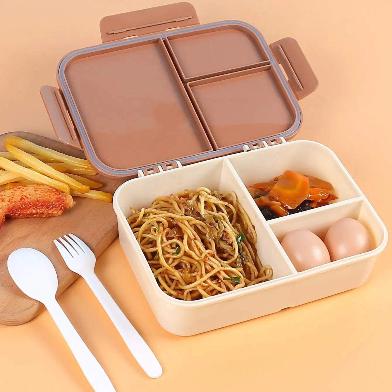 Flip Top Lunch Box with Tableware 1200ml - DECO