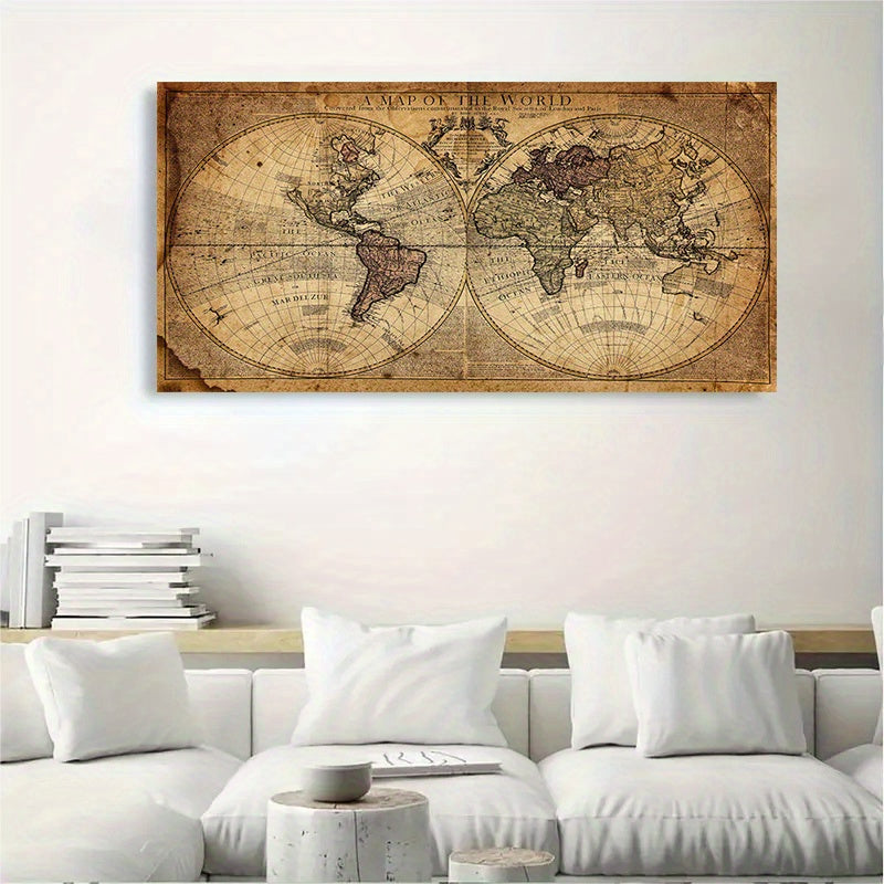 Retro World Map Art Print Poster - DECO