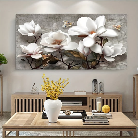 Abstract White Flowers Art Print - DECO