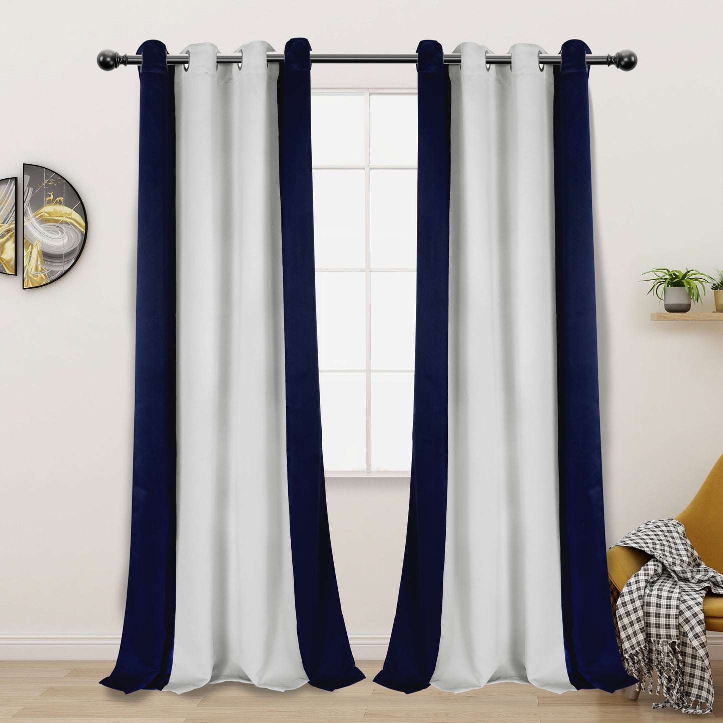 Double Color Block Blackout Curtains