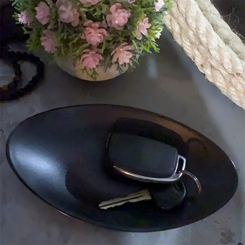 Oval Black Jewelry & Key Tray - DECO