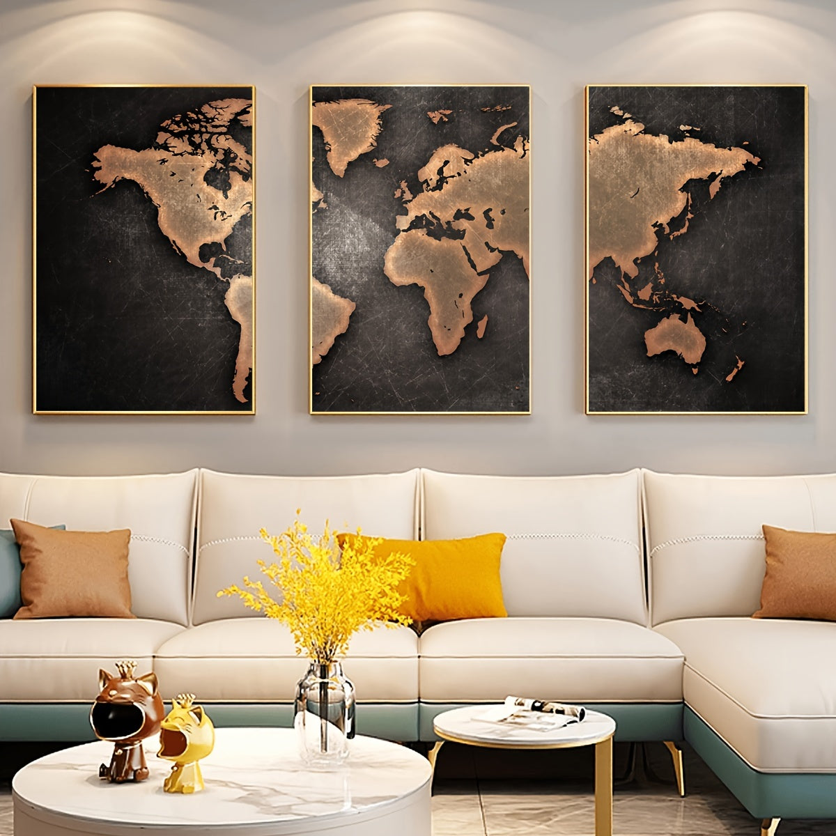 Retro World Map Art Print Set - DECO