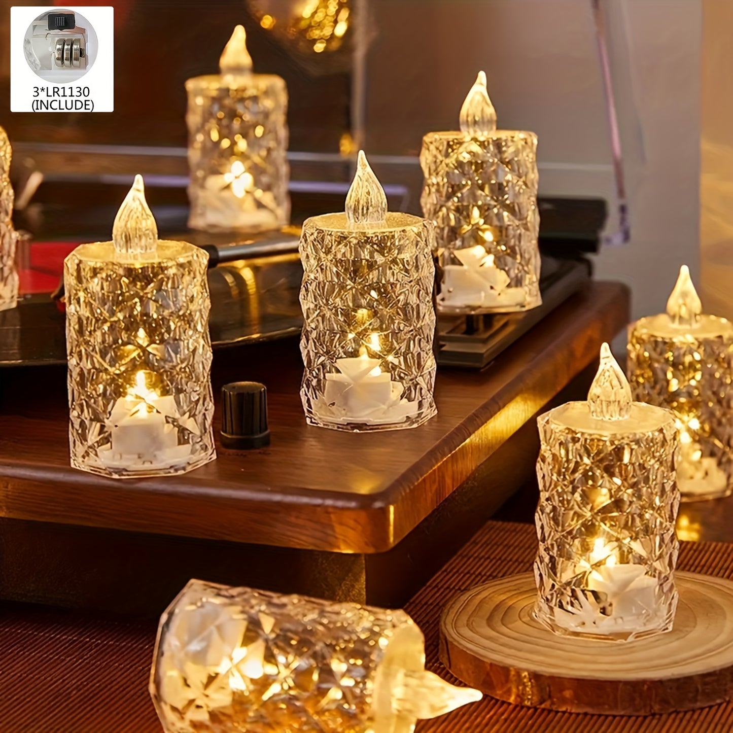 Simulation Crystal Candle Lights (3pcs) - DECO