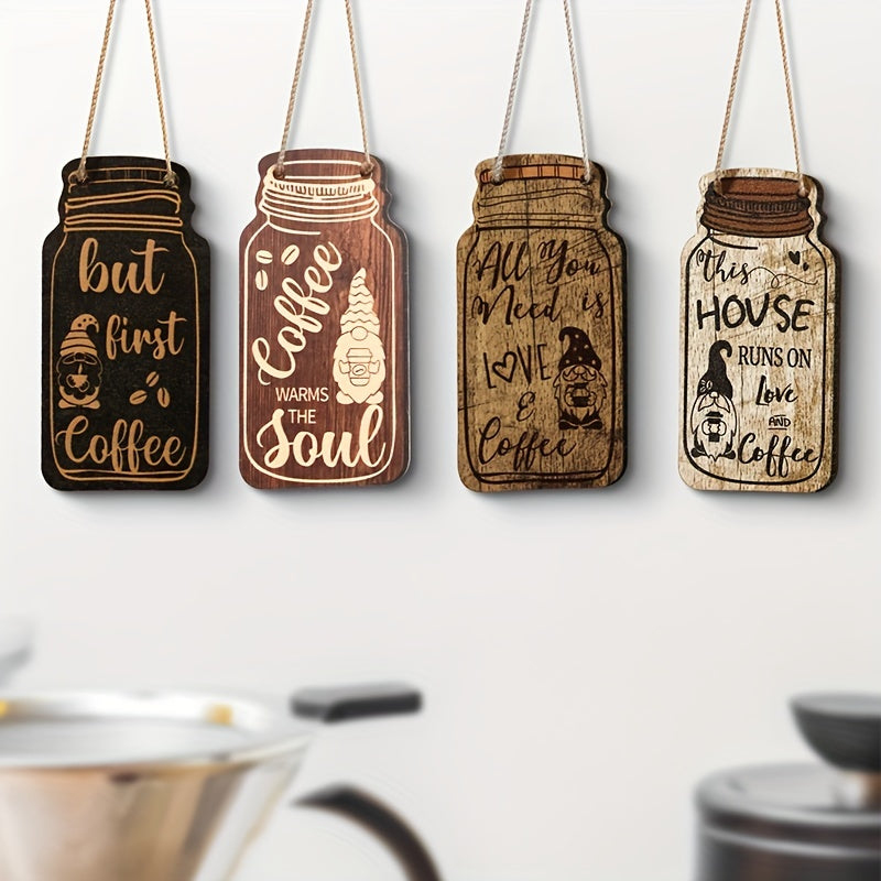 Wooden Coffee Hanging Sign (4 pcs) - DECO