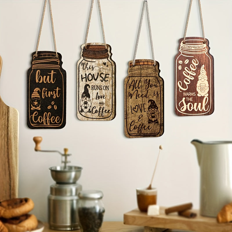 Wooden Coffee Hanging Sign (4 pcs) - DECO