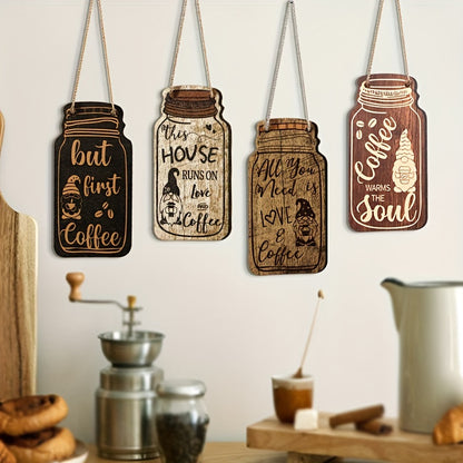 Wooden Coffee Hanging Sign (4 pcs) - DECO