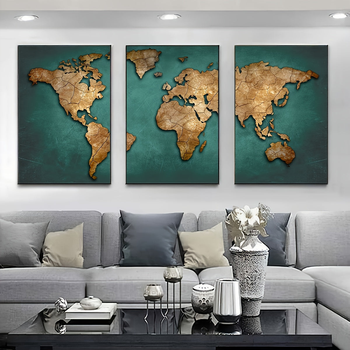 Retro World Map Art Print Set - DECO