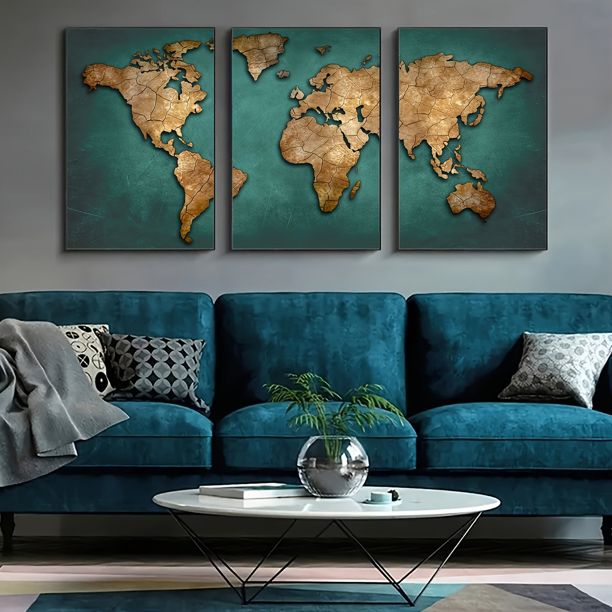 Retro World Map Art Print Set - DECO