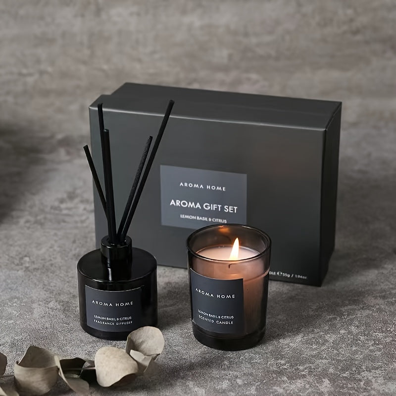 Aroma Scented Candle & Fragrance Diffuser Gift Set - DECO