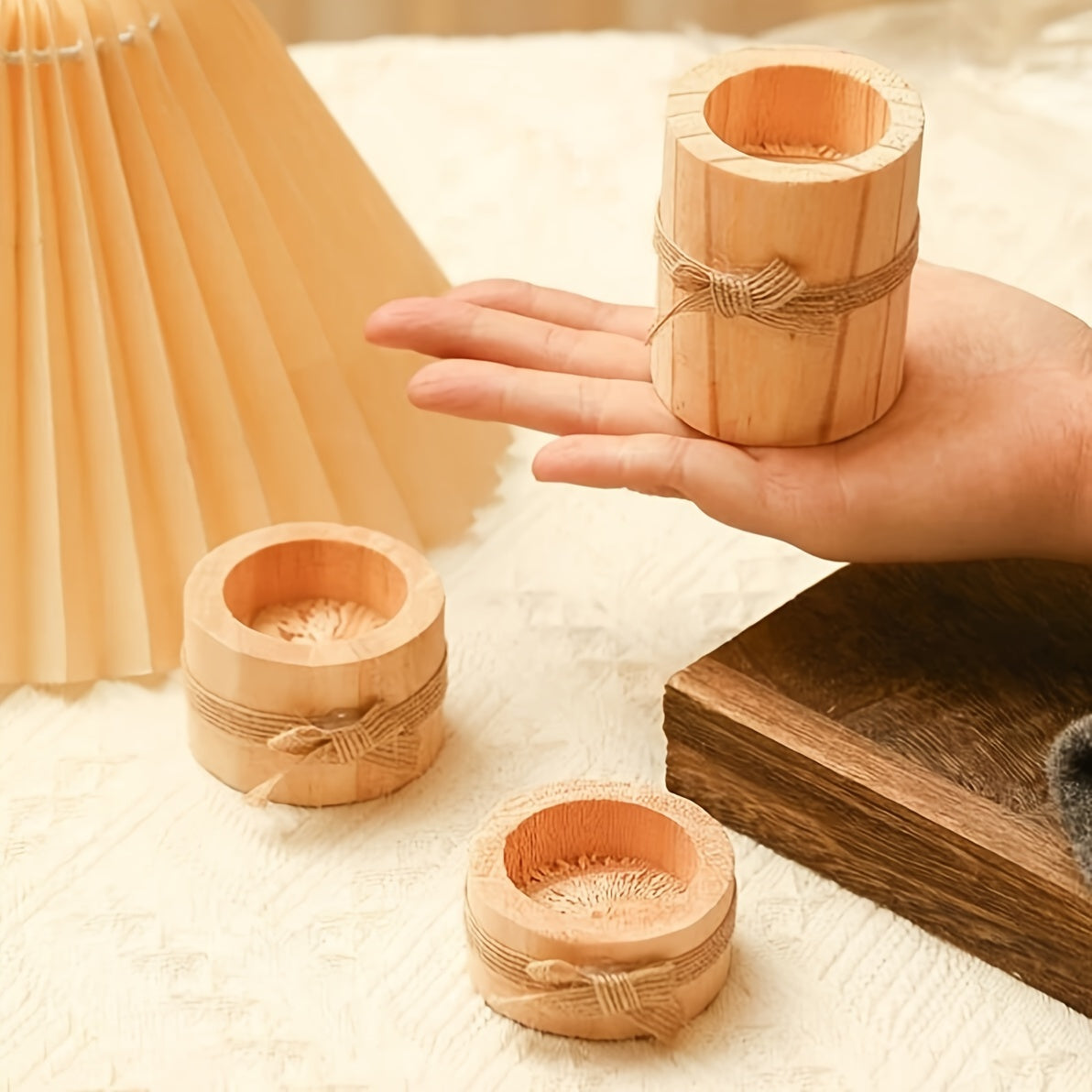 Wooden Candle Holder (3 pcs) - DECO