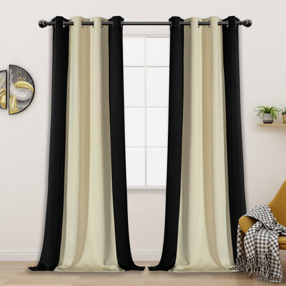 Double Color Block Blackout Curtains