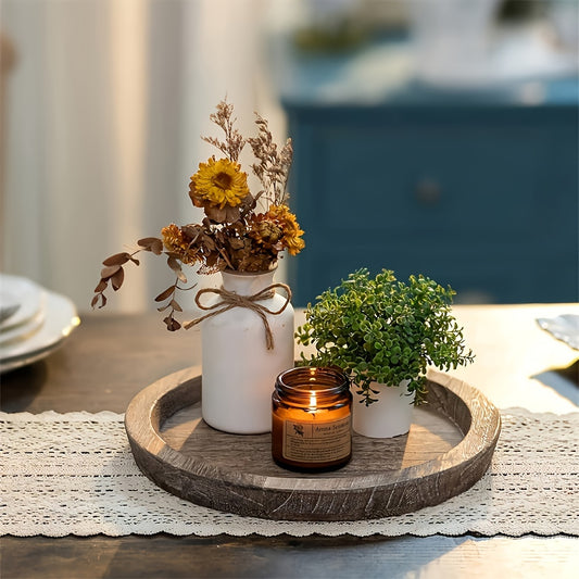 Rustic Wooden Candle Tray - DECO