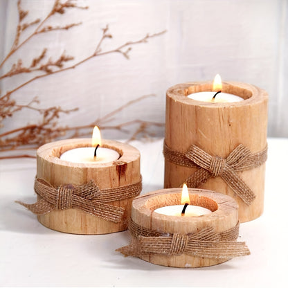 Wooden Candle Holder (3 pcs) - DECO