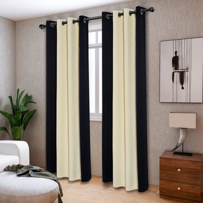 Double Color Block Blackout Curtains