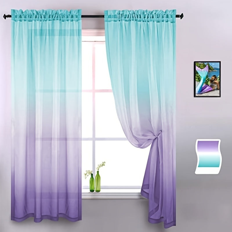 Gradient Two-Tone Sheer Curtains