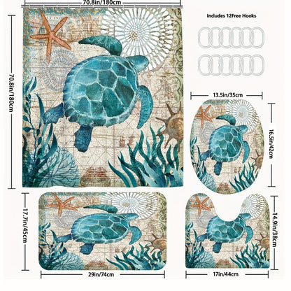 Waterproof Turtle Bathroom Set (1-3pcs)