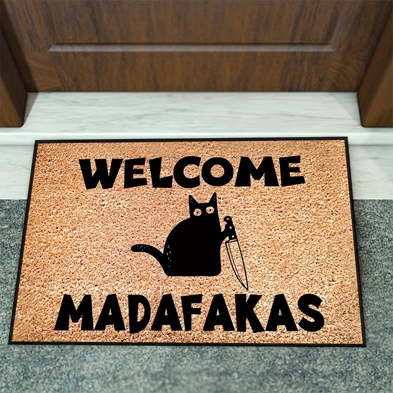 Black Cat Geometric Bath Mat - DECO