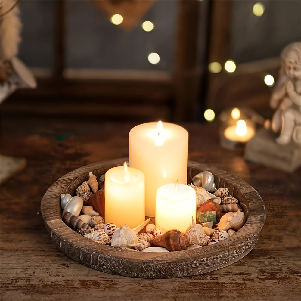 Rustic Wooden Candle Tray - DECO