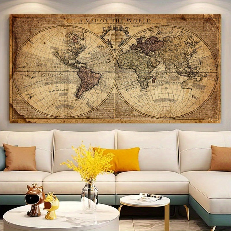 Retro World Map Art Print Poster - DECO