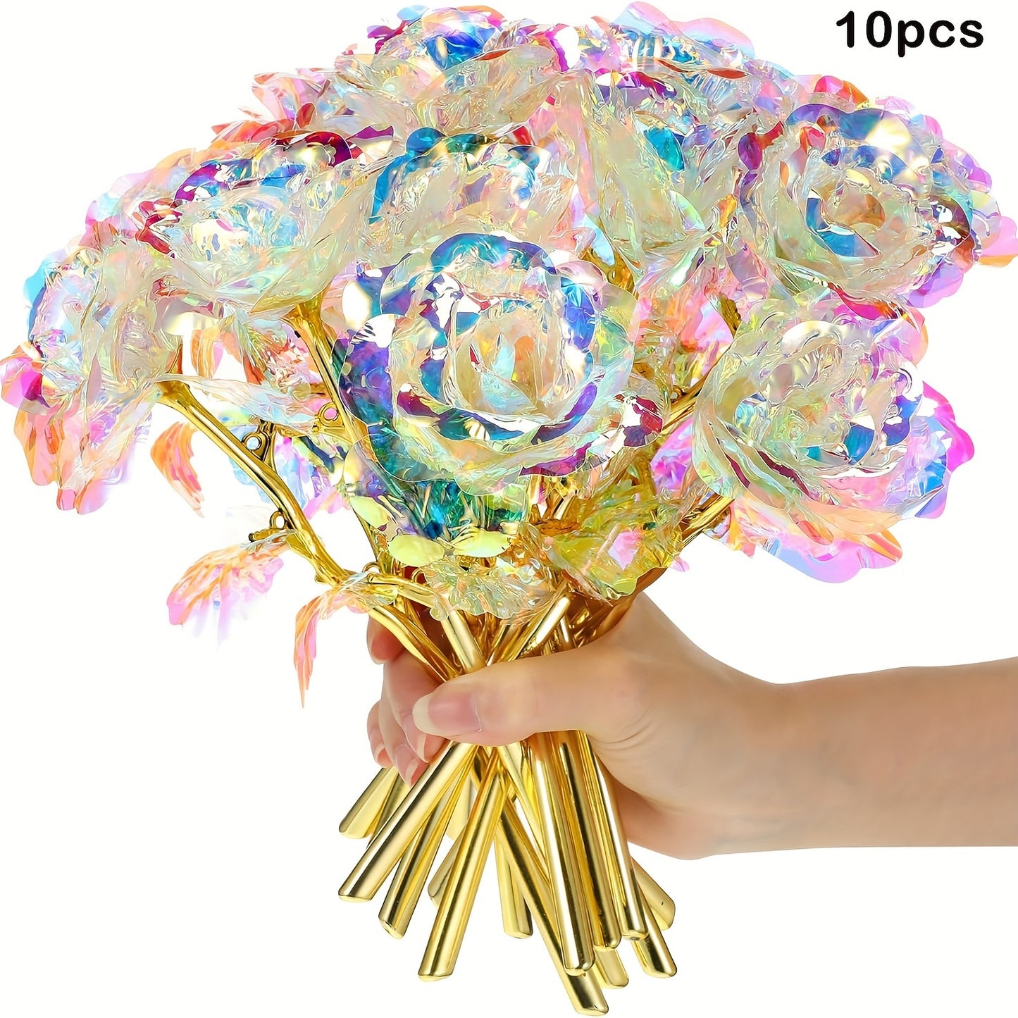 Multicolor Artificial Roses (10 pcs) - DECO