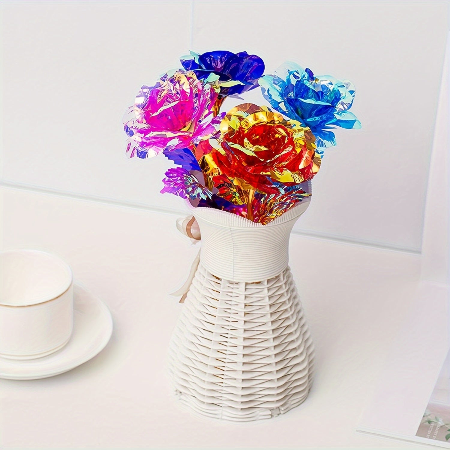 Multicolor Artificial Roses (10 pcs) - DECO